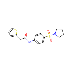 O=C(Cc1cccs1)Nc1ccc(S(=O)(=O)N2CCCC2)cc1 ZINC000000789952