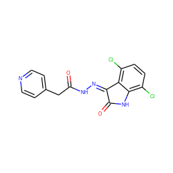 O=C(Cc1ccncc1)N/N=C1\C(=O)Nc2c(Cl)ccc(Cl)c21 ZINC000072179556