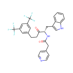 O=C(Cc1ccncc1)N[C@@H](Cc1c[nH]c2ccccc12)C(=O)CCc1cc(C(F)(F)F)cc(C(F)(F)F)c1 ZINC000014278010