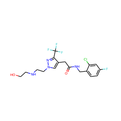 O=C(Cc1cn(CCNCCO)nc1C(F)(F)F)NCc1ccc(F)cc1Cl ZINC000095565468