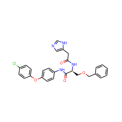 O=C(Cc1cnc[nH]1)N[C@@H](COCc1ccccc1)C(=O)Nc1ccc(Oc2ccc(Cl)cc2)cc1 ZINC000084635307