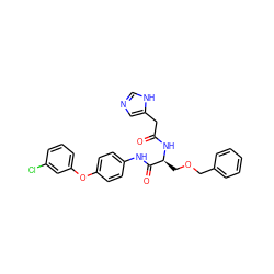 O=C(Cc1cnc[nH]1)N[C@@H](COCc1ccccc1)C(=O)Nc1ccc(Oc2cccc(Cl)c2)cc1 ZINC000084635660
