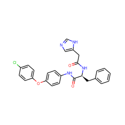 O=C(Cc1cnc[nH]1)N[C@@H](Cc1ccccc1)C(=O)Nc1ccc(Oc2ccc(Cl)cc2)cc1 ZINC000084634231