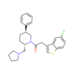 O=C(Cc1csc2ccc(Cl)cc12)N1C[C@H](c2ccccc2)CC[C@H]1CN1CCCC1 ZINC000029042910