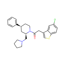 O=C(Cc1csc2ccc(Cl)cc12)N1CC[C@H](c2ccccc2)C[C@@H]1CN1CCCC1 ZINC000029042916