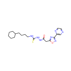 O=C(Cc1nc(-c2cnccn2)no1)NNC(=S)NCCCCC1CCCCC1 ZINC000096285262