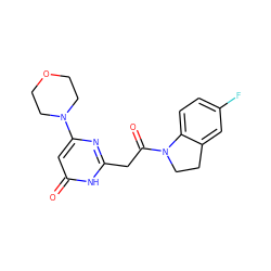 O=C(Cc1nc(N2CCOCC2)cc(=O)[nH]1)N1CCc2cc(F)ccc21 ZINC000068248355