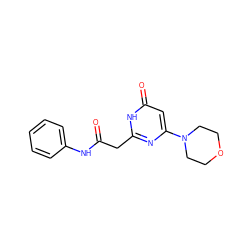 O=C(Cc1nc(N2CCOCC2)cc(=O)[nH]1)Nc1ccccc1 ZINC000084758862