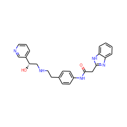 O=C(Cc1nc2ccccc2[nH]1)Nc1ccc(CCNC[C@H](O)c2cccnc2)cc1 ZINC000049089402