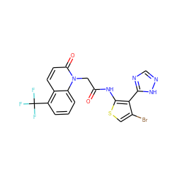 O=C(Cn1c(=O)ccc2c(C(F)(F)F)cccc21)Nc1scc(Br)c1-c1ncn[nH]1 ZINC000072142787