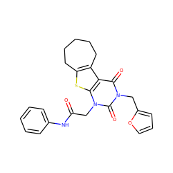 O=C(Cn1c(=O)n(Cc2ccco2)c(=O)c2c3c(sc21)CCCCC3)Nc1ccccc1 ZINC000002341438