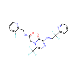 O=C(Cn1c(C(F)(F)F)cnc(NCC(F)(F)c2ccccn2)c1=O)NCc1ncccc1F ZINC000013493148