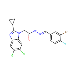 O=C(Cn1c(C2CC2)nc2cc(Cl)c(Cl)cc21)N/N=C/c1ccc(F)c(Br)c1 ZINC001772635838