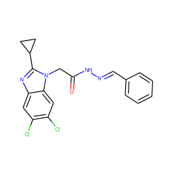 O=C(Cn1c(C2CC2)nc2cc(Cl)c(Cl)cc21)N/N=C/c1ccccc1 ZINC001772638692