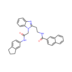 O=C(Cn1c(CCNC(=O)c2ccc3ccccc3c2)nc2ccccc21)Nc1ccc2c(c1)CCC2 ZINC000299832215