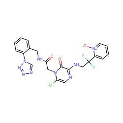 O=C(Cn1c(Cl)cnc(NCC(F)(F)c2cccc[n+]2[O-])c1=O)NCc1ccccc1-n1cnnn1 ZINC000001490903