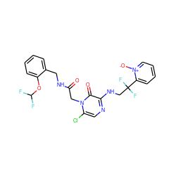 O=C(Cn1c(Cl)cnc(NCC(F)(F)c2cccc[n+]2[O-])c1=O)NCc1ccccc1OC(F)F ZINC000013489018