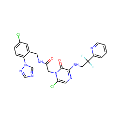 O=C(Cn1c(Cl)cnc(NCC(F)(F)c2ccccn2)c1=O)NCc1cc(Cl)ccc1-n1cncn1 ZINC000026828483