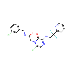 O=C(Cn1c(Cl)cnc(NCC(F)(F)c2ccccn2)c1=O)NCc1cccc(Cl)c1 ZINC000013579374