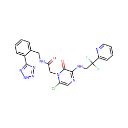 O=C(Cn1c(Cl)cnc(NCC(F)(F)c2ccccn2)c1=O)NCc1ccccc1-c1nn[nH]n1 ZINC000013579397