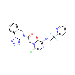 O=C(Cn1c(Cl)cnc(NCC(F)(F)c2ccccn2)c1=O)NCc1ccccc1-n1cnnn1 ZINC000013579393