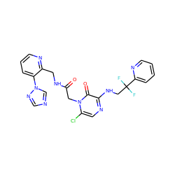 O=C(Cn1c(Cl)cnc(NCC(F)(F)c2ccccn2)c1=O)NCc1ncccc1-n1cncn1 ZINC000013579391