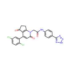 O=C(Cn1c2c(c(-c3cc(Cl)ccc3Cl)cc1=O)C(=O)CC2)Nc1ccc(-c2nn[nH]n2)cc1 ZINC000221120504