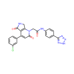 O=C(Cn1c2c(c(-c3cccc(Cl)c3)cc1=O)C(=O)NC2)Nc1ccc(-c2nn[nH]n2)cc1 ZINC000221110069