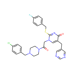 O=C(Cn1cc(Cc2cncnc2)c(=O)nc1SCc1ccc(F)cc1)N1CCN(Cc2ccc(Cl)cc2)CC1 ZINC000029562239