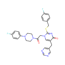 O=C(Cn1cc(Cc2cncnc2)c(=O)nc1SCc1ccc(F)cc1)N1CCN(c2ccc(F)cc2)CC1 ZINC000029562676