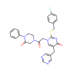 O=C(Cn1cc(Cc2cncnc2)c(=O)nc1SCc1ccc(F)cc1)N1CCN(c2ccccc2)C(=O)C1 ZINC000029564816