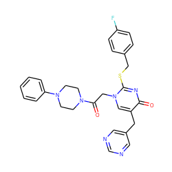 O=C(Cn1cc(Cc2cncnc2)c(=O)nc1SCc1ccc(F)cc1)N1CCN(c2ccccc2)CC1 ZINC000029561566