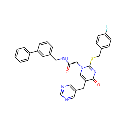 O=C(Cn1cc(Cc2cncnc2)c(=O)nc1SCc1ccc(F)cc1)NCc1cccc(-c2ccccc2)c1 ZINC000027628426