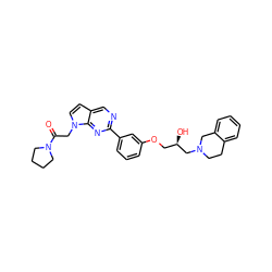 O=C(Cn1ccc2cnc(-c3cccc(OC[C@@H](O)CN4CCc5ccccc5C4)c3)nc21)N1CCCC1 ZINC000219757113