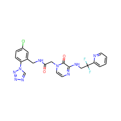 O=C(Cn1ccnc(NCC(F)(F)c2ccccn2)c1=O)NCc1cc(Cl)ccc1-n1cnnn1 ZINC000013579426