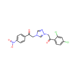 O=C(Cn1cn[n+](CC(=O)c2ccc(Cl)cc2Cl)c1)c1ccc([N+](=O)[O-])cc1 ZINC000013590764