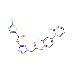 O=C(Cn1cnc(NC(=O)c2ccc(Cl)s2)n1)Nc1ccc(-n2ccccc2=O)cc1F ZINC000035821322