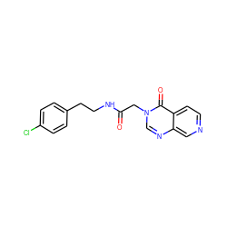 O=C(Cn1cnc2cnccc2c1=O)NCCc1ccc(Cl)cc1 ZINC000126536424