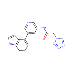 O=C(Cn1cnnn1)Nc1cncc(-c2cccc3[nH]ccc23)c1 ZINC000299852622