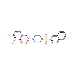 O=C(Cn1ncc(Cl)c(Cl)c1=O)N1CCN(S(=O)(=O)c2ccc3ccccc3c2)CC1 ZINC000003464696