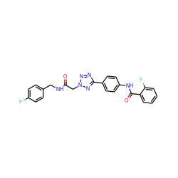 O=C(Cn1nnc(-c2ccc(NC(=O)c3ccccc3F)cc2)n1)NCc1ccc(F)cc1 ZINC000001357966