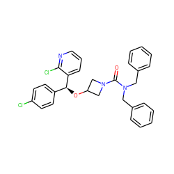 O=C(N(Cc1ccccc1)Cc1ccccc1)N1CC(O[C@@H](c2ccc(Cl)cc2)c2cccnc2Cl)C1 ZINC000073292835