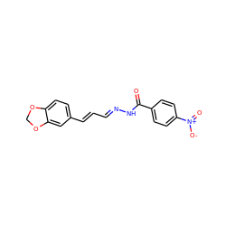 O=C(N/N=C/C=C/c1ccc2c(c1)OCO2)c1ccc([N+](=O)[O-])cc1 ZINC000004702461