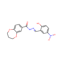 O=C(N/N=C/c1cc([N+](=O)[O-])ccc1O)c1ccc2c(c1)OCCCO2 ZINC001772588911