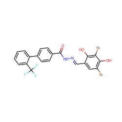 O=C(N/N=C/c1cc(Br)c(O)c(Br)c1O)c1ccc(-c2ccccc2C(F)(F)F)cc1 ZINC000095590915