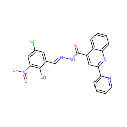 O=C(N/N=C/c1cc(Cl)cc([N+](=O)[O-])c1O)c1cc(-c2ccccn2)nc2ccccc12 ZINC000003202385