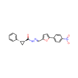 O=C(N/N=C/c1ccc(-c2ccc([N+](=O)[O-])cc2)o1)[C@H]1C[C@@H]1c1ccccc1 ZINC000005531913