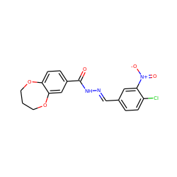 O=C(N/N=C/c1ccc(Cl)c([N+](=O)[O-])c1)c1ccc2c(c1)OCCCO2 ZINC001772651061