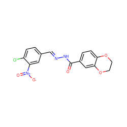 O=C(N/N=C/c1ccc(Cl)c([N+](=O)[O-])c1)c1ccc2c(c1)OCCO2 ZINC000004739437