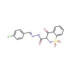 O=C(N/N=C/c1ccc(Cl)cc1)C1NS(=O)(=O)c2ccccc2C1=O ZINC000101610980